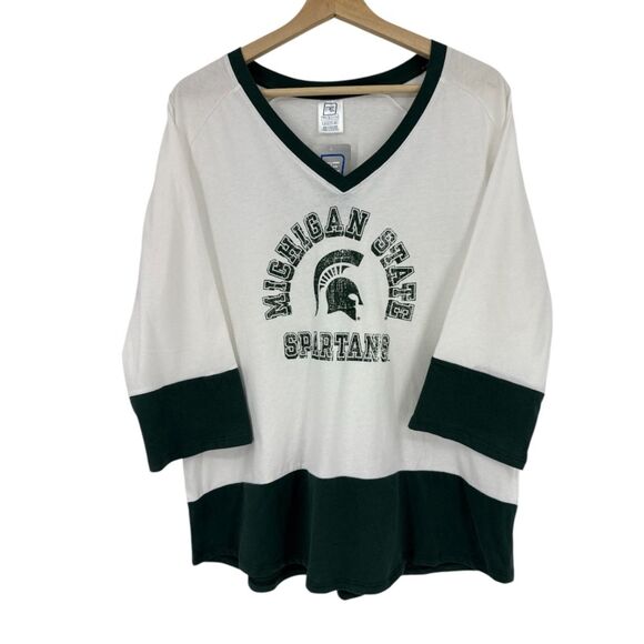 Michigan State University shirt 1X Women's Plus Size MSU knit top V-Neck NEW - Picture 3 of 9